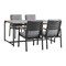 Armen Living Royal 5 Piece Black Aluminum and Teak Outdoor Dining Set with Dark Gray Fabric 840254332836 - alternate 1